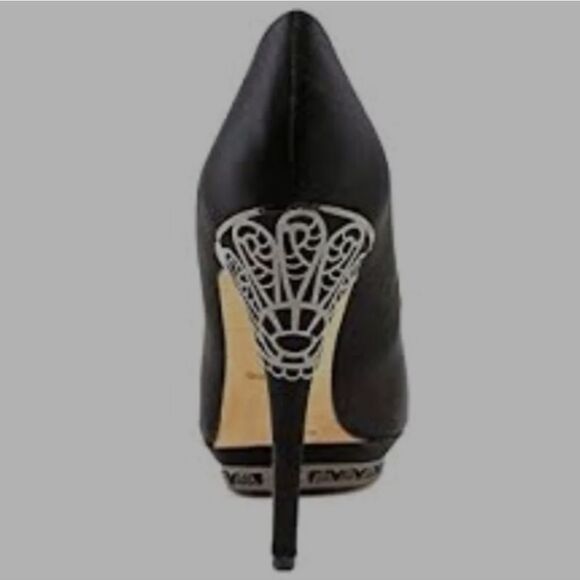 🐢 BCBGMaxazria Dalton Satin Peep-Toe Pump Size 10 4.5" Heel - Picture 10 of 12